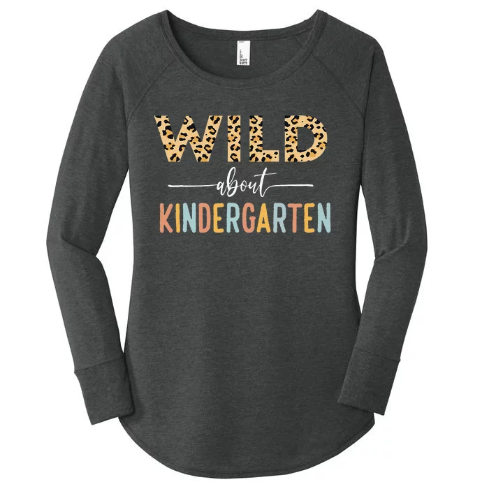 Wild About Kindergarten Leopard Teacher Back To School Women's Perfect Tri Tunic Long Sleeve Shirt