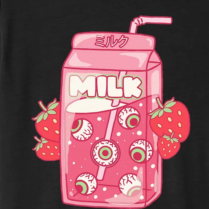 Weirdcore Aesthetic Kawaii Strawberry Milk Carton Eyeballs ChromaSoft Performance T-Shirt