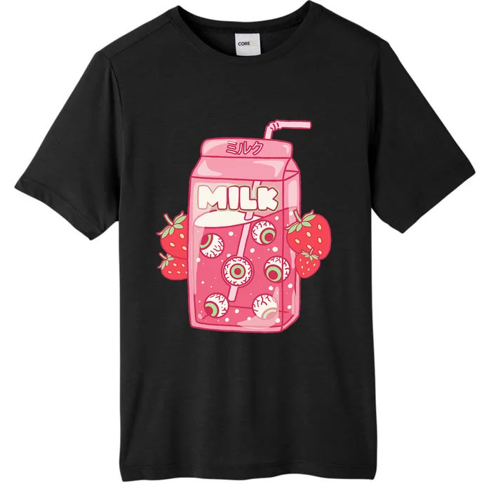 Weirdcore Aesthetic Kawaii Strawberry Milk Carton Eyeballs ChromaSoft Performance T-Shirt