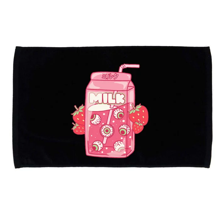 Weirdcore Aesthetic Kawaii Strawberry Milk Carton Eyeballs Microfiber Hand Towel