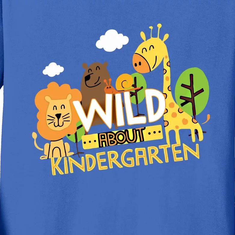 Wild About Kindergarten Funny Preschool Zoo Gift Kids Long Sleeve Shirt