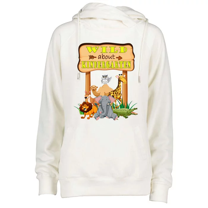 Wild About Kindergarten Funny Safari Zoo Preschool Meaningful Gift Womens Funnel Neck Pullover Hood