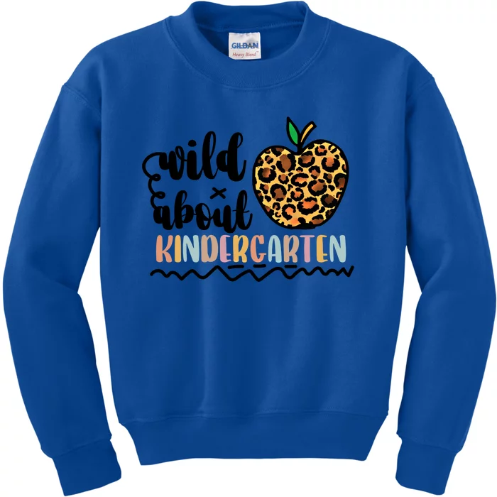 Wild About Kindergarten Leopard Back To School Teacher's Day Gift Kids Sweatshirt