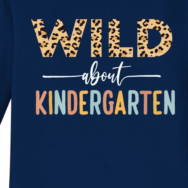 Wild About Kindergarten Leopard Girl Teacher Back To School Baby Long Sleeve Bodysuit