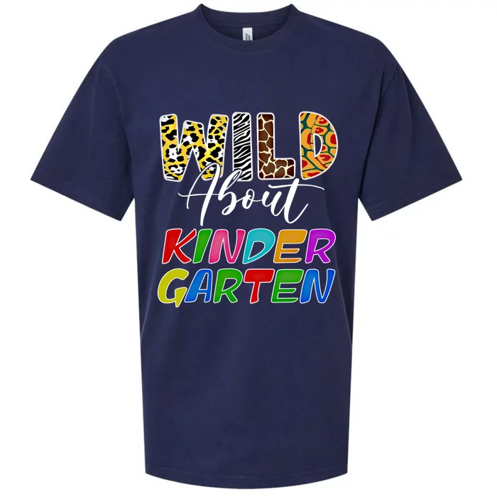 Wild About Kindergarten Leopard For Teacher Back To School Gift Sueded Cloud Jersey T-Shirt