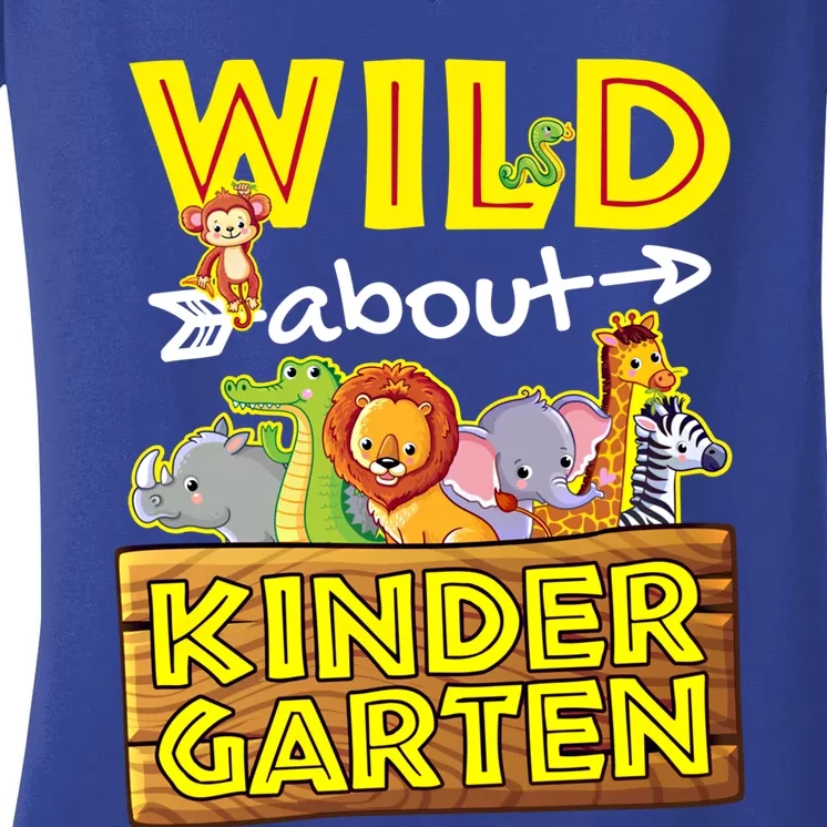 Wild About Kindergarten Teacher Appreciation Gift Women's V-Neck T-Shirt