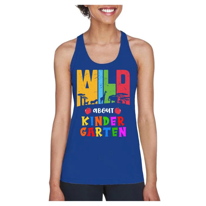 Wild About Kindergarten Teacher Back To School Gift Women's Racerback Tank