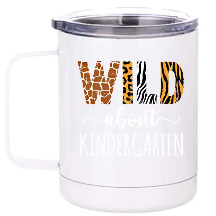 Wild About Kindergarten Teacher Leopard Print Gift Front & Back 12oz Stainless Steel Tumbler Cup