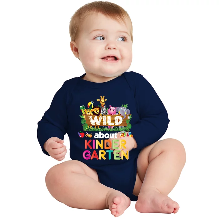 Wild About Kindergarten Teacher Student Back To School Gift Baby Long Sleeve Bodysuit