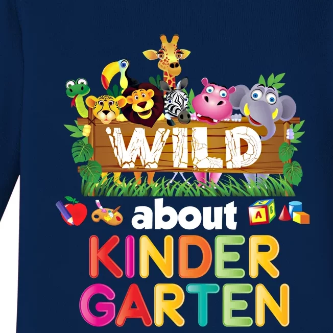 Wild About Kindergarten Teacher Student Back To School Gift Baby Long Sleeve Bodysuit