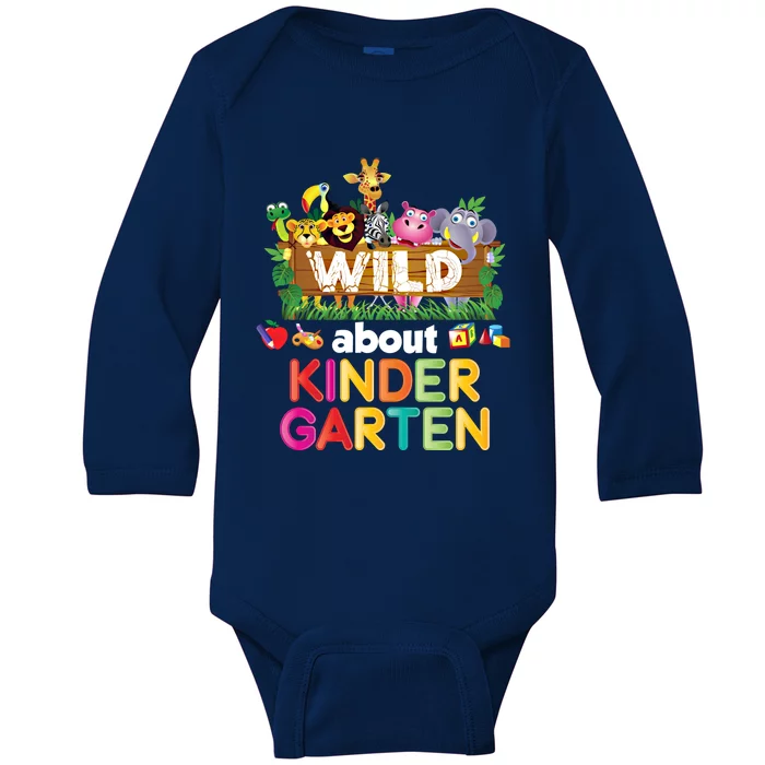 Wild About Kindergarten Teacher Student Back To School Gift Baby Long Sleeve Bodysuit