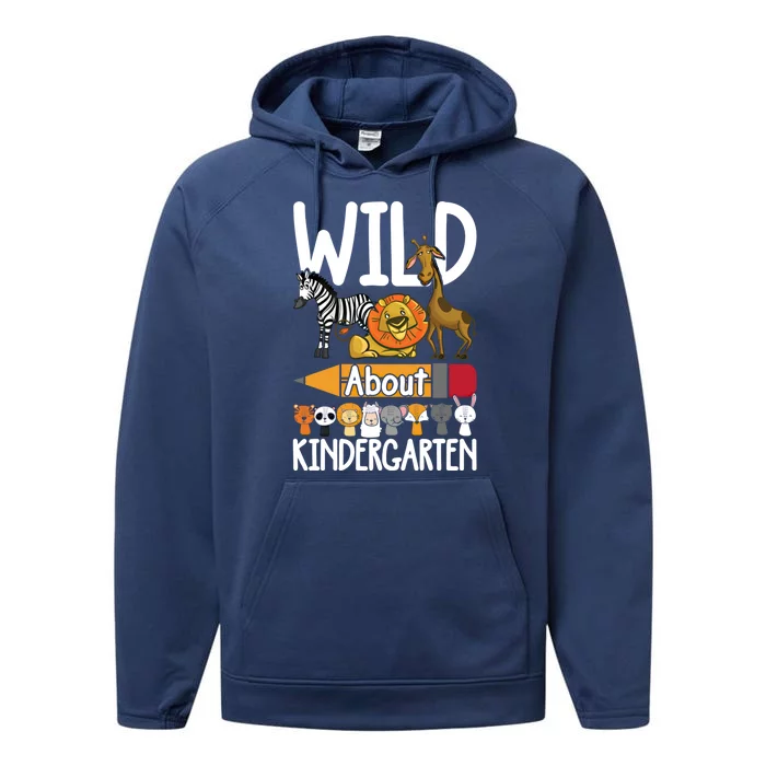 Wild About Kindergarten Back To School Teacher Student Gift Performance Fleece Hoodie