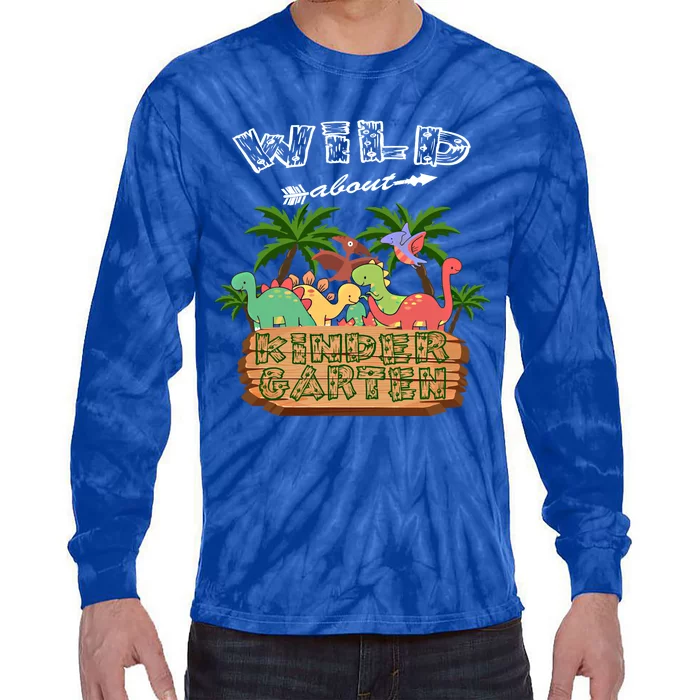 Wild About Kindergarten Funny Cool Preschool Back To School Gift Tie-Dye Long Sleeve Shirt