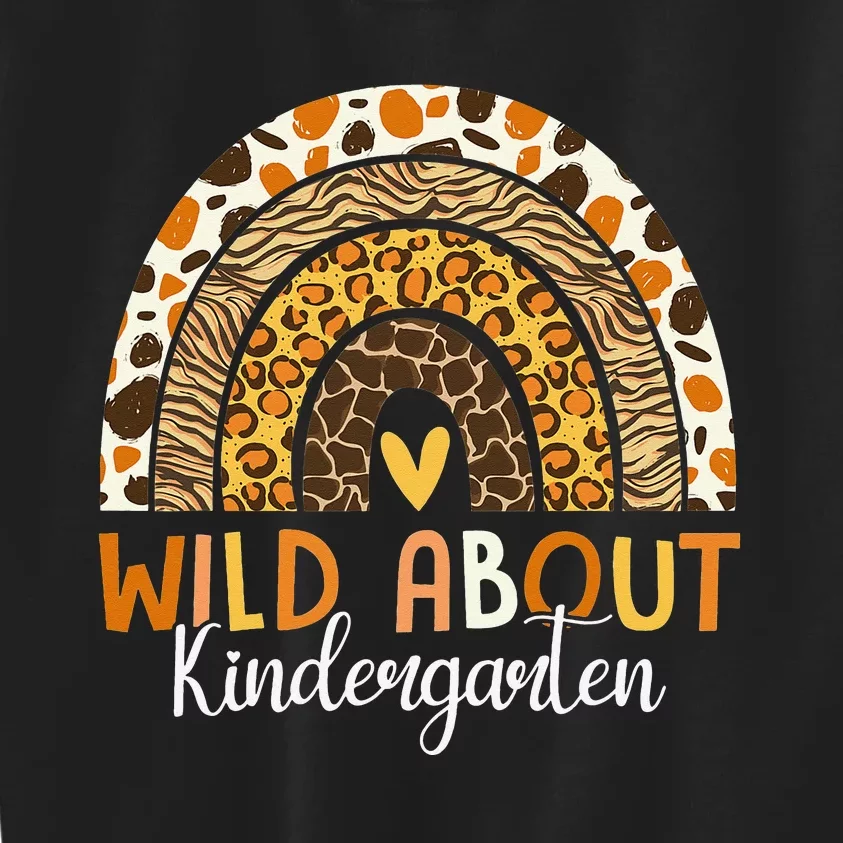 Wild About Kindergarten Back To School Leopard Rainbow Kids Sweatshirt