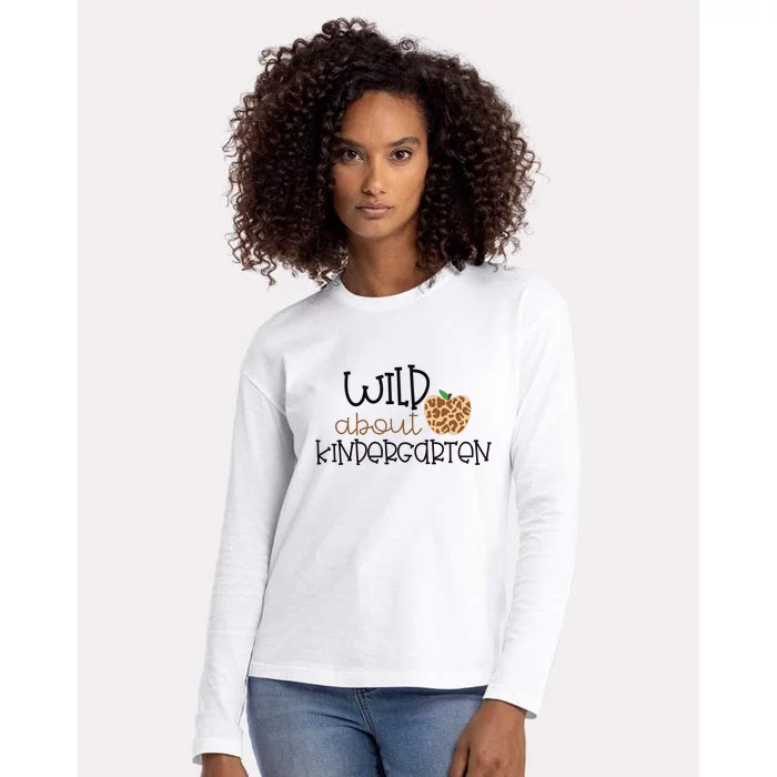 Wild About Kindergarten Leopard School Grade Teacher Gift Womens Cotton Relaxed Long Sleeve T-Shirt