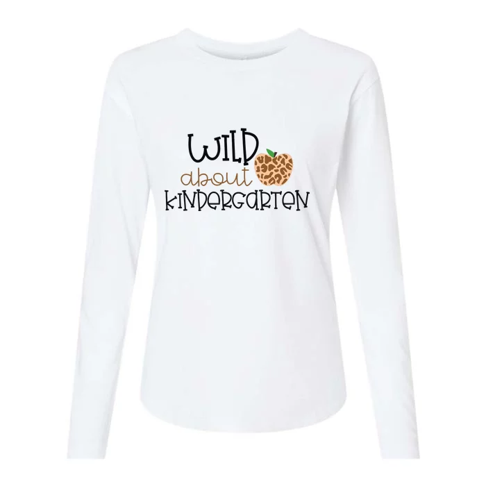 Wild About Kindergarten Leopard School Grade Teacher Gift Womens Cotton Relaxed Long Sleeve T-Shirt