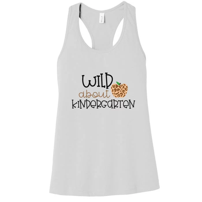 Wild About Kindergarten Leopard School Grade Teacher Gift Women's Racerback Tank