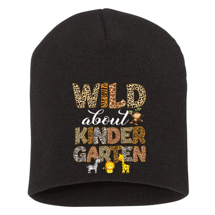 Wild About Kindergarten Leopard School Teacher Short Acrylic Beanie