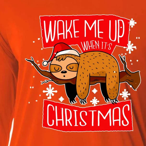 Wake Me Up When It's Christmas Funny Sloth Cooling Performance Long Sleeve Crew