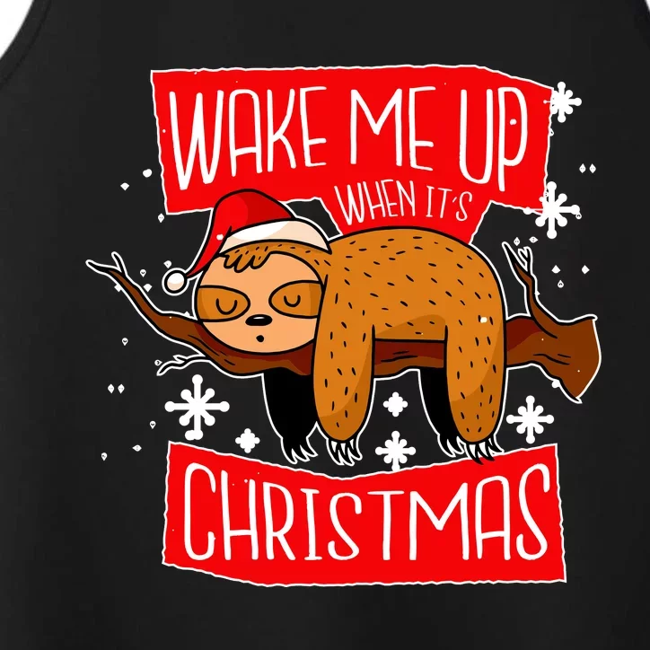 Wake Me Up When It's Christmas Funny Sloth Performance Tank