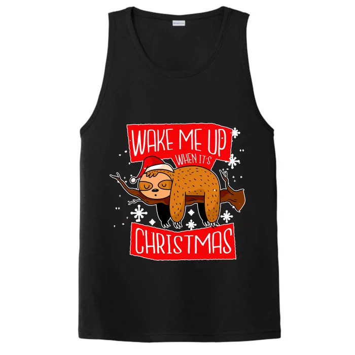 Wake Me Up When It's Christmas Funny Sloth Performance Tank