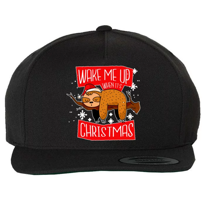 Wake Me Up When It's Christmas Funny Sloth Wool Snapback Cap