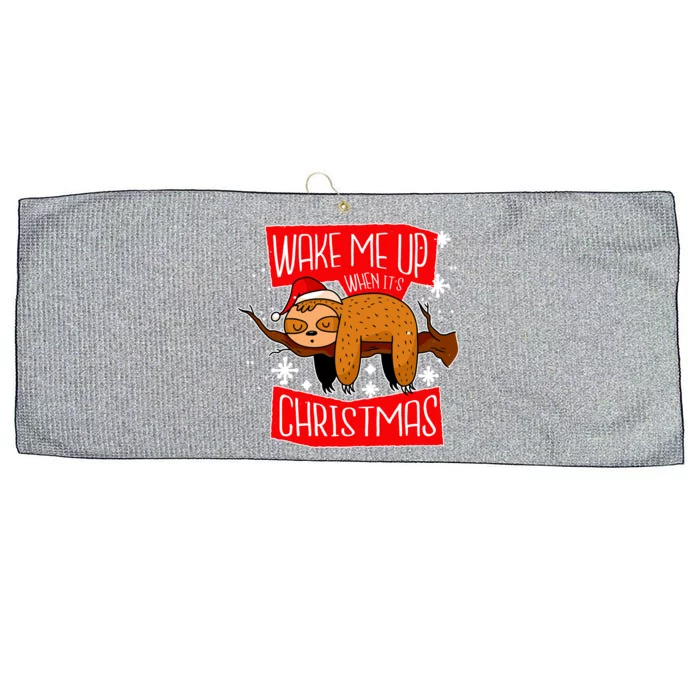 Wake Me Up When It's Christmas Funny Sloth Large Microfiber Waffle Golf Towel