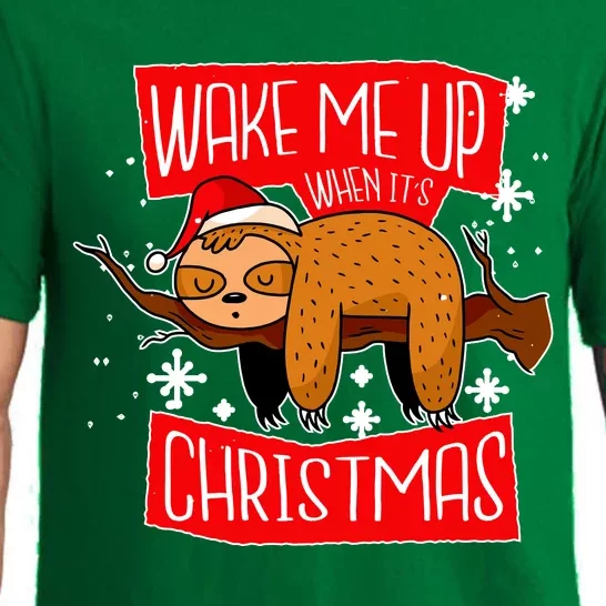 Wake Me Up When It's Christmas Funny Sloth Pajama Set