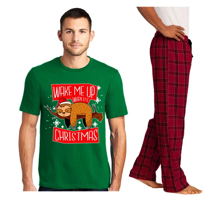 Wake Me Up When It's Christmas Funny Sloth Pajama Set