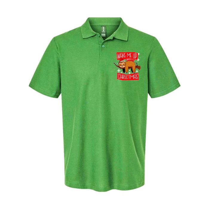 Wake Me Up When It's Christmas Funny Sloth Softstyle Adult Sport Polo