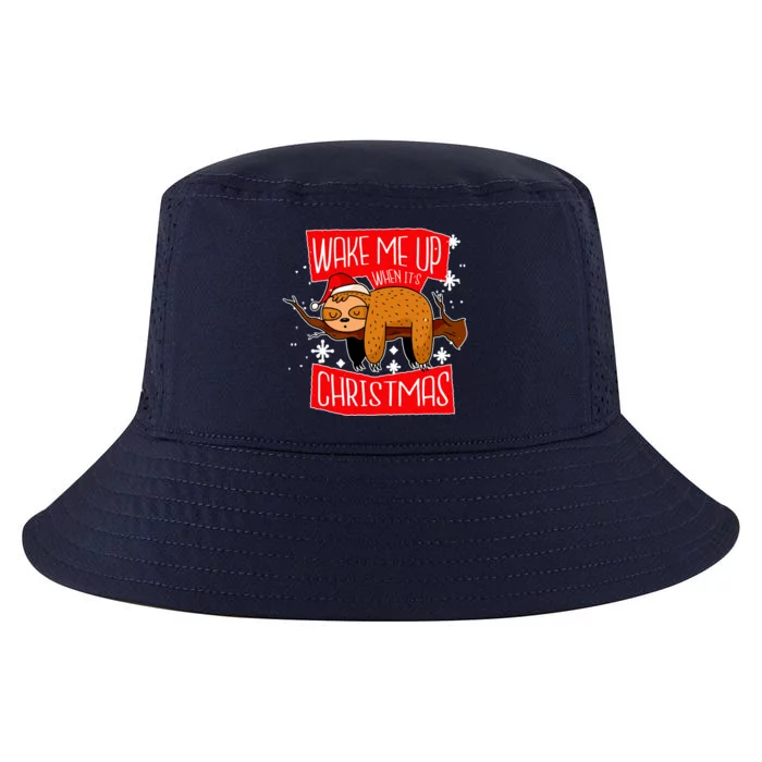 Wake Me Up When It's Christmas Funny Sloth Cool Comfort Performance Bucket Hat