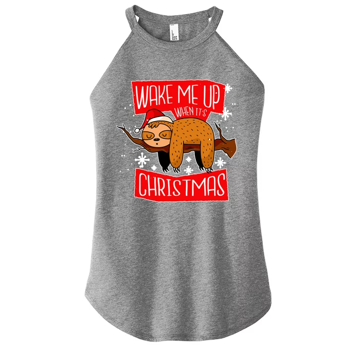 Wake Me Up When It's Christmas Funny Sloth Women’s Perfect Tri Rocker Tank