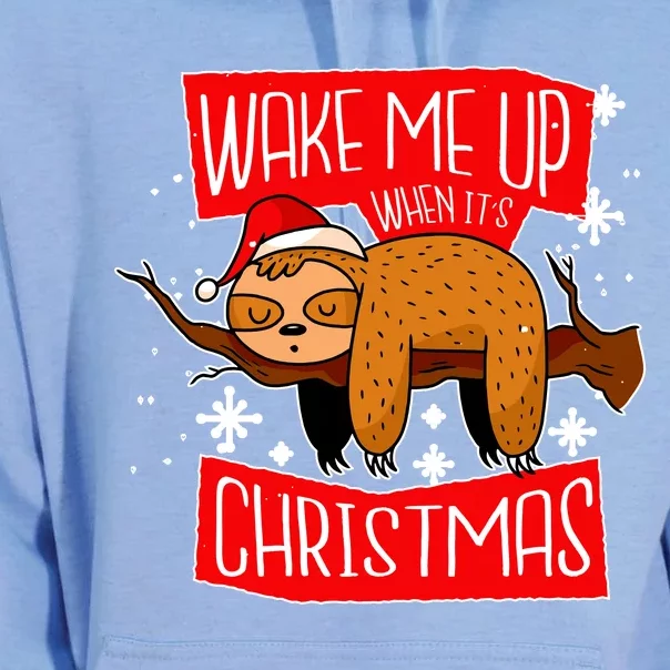 Wake Me Up When It's Christmas Funny Sloth Unisex Surf Hoodie