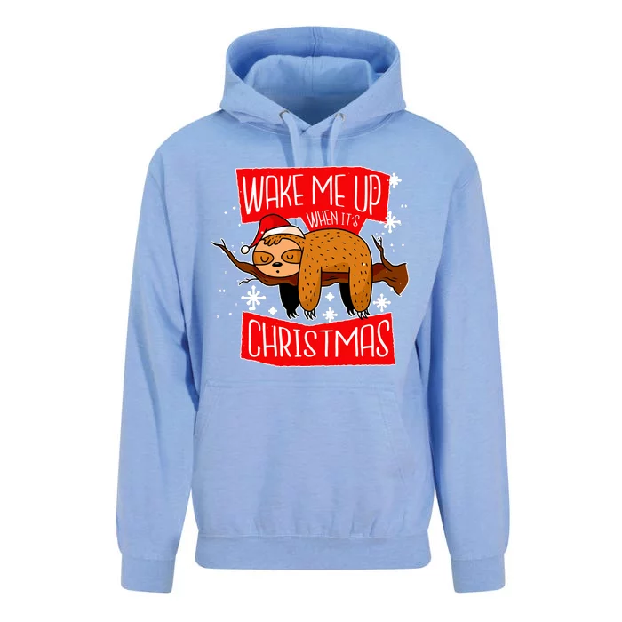 Wake Me Up When It's Christmas Funny Sloth Unisex Surf Hoodie