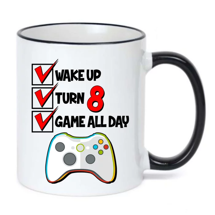 Wake Up Turn Eight Game All Day 8th Birthday Black Color Changing Mug