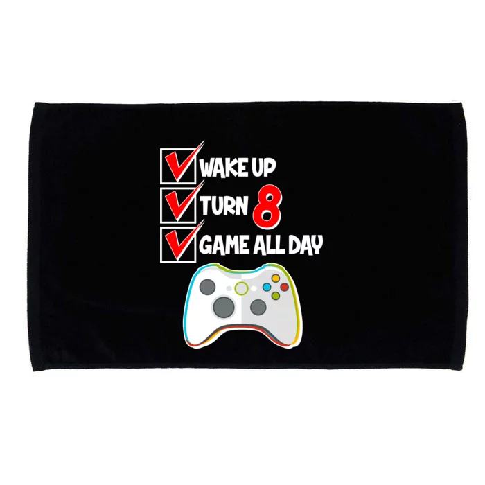 Wake Up Turn Eight Game All Day 8th Birthday Microfiber Hand Towel