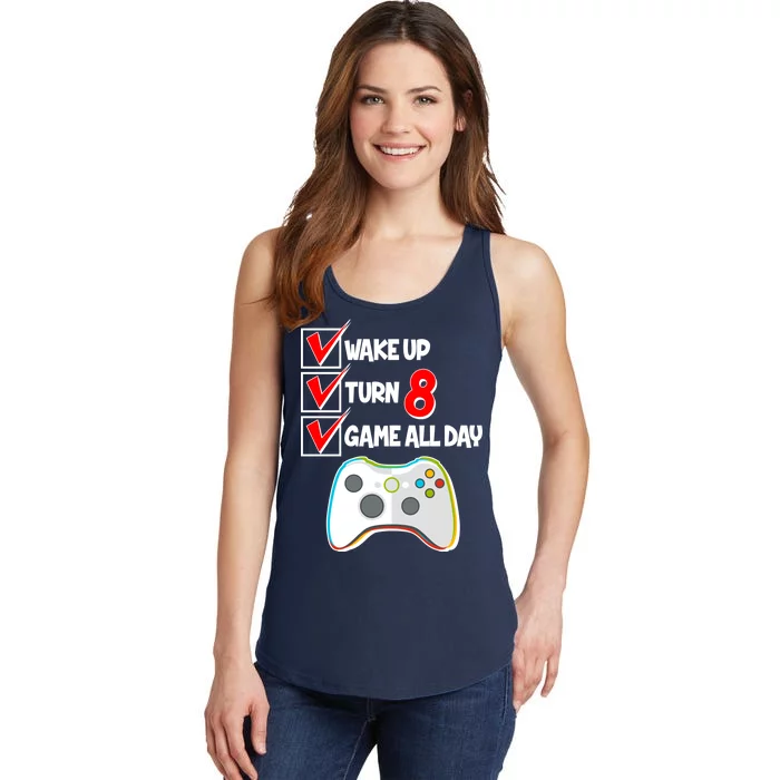 Wake Up Turn Eight Game All Day 8th Birthday Ladies Essential Tank