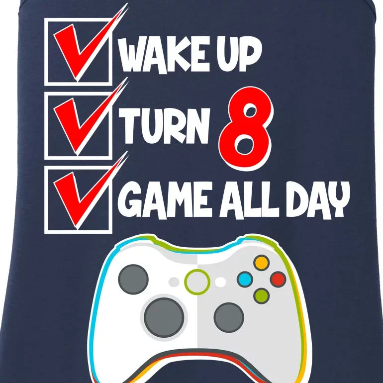 Wake Up Turn Eight Game All Day 8th Birthday Ladies Essential Tank