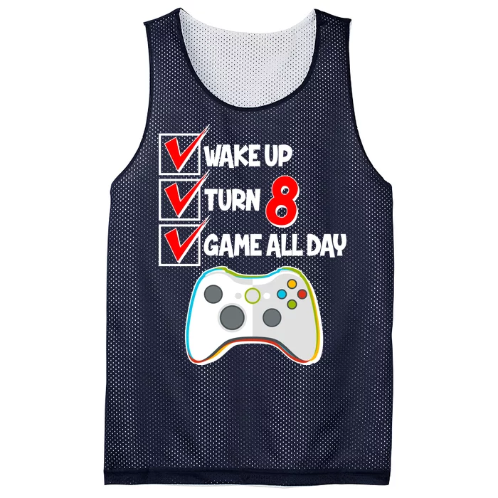 Wake Up Turn Eight Game All Day 8th Birthday Mesh Reversible Basketball Jersey Tank