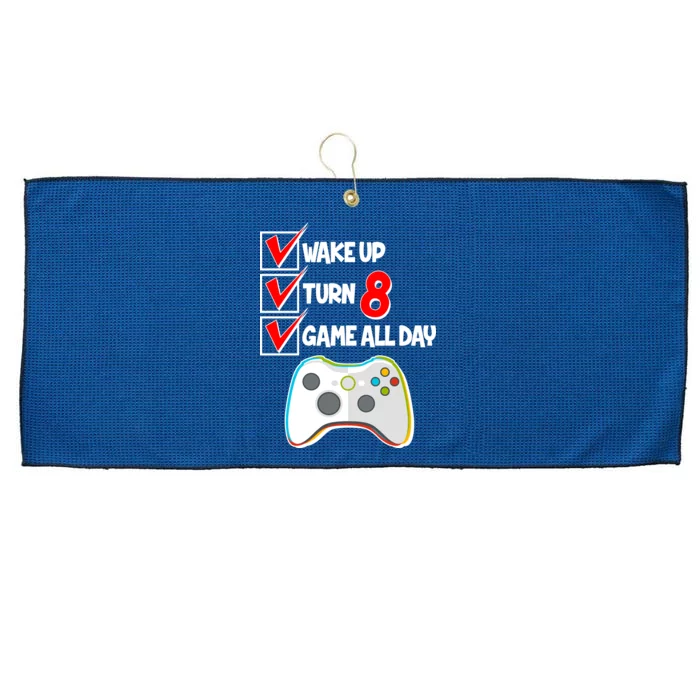 Wake Up Turn Eight Game All Day 8th Birthday Large Microfiber Waffle Golf Towel