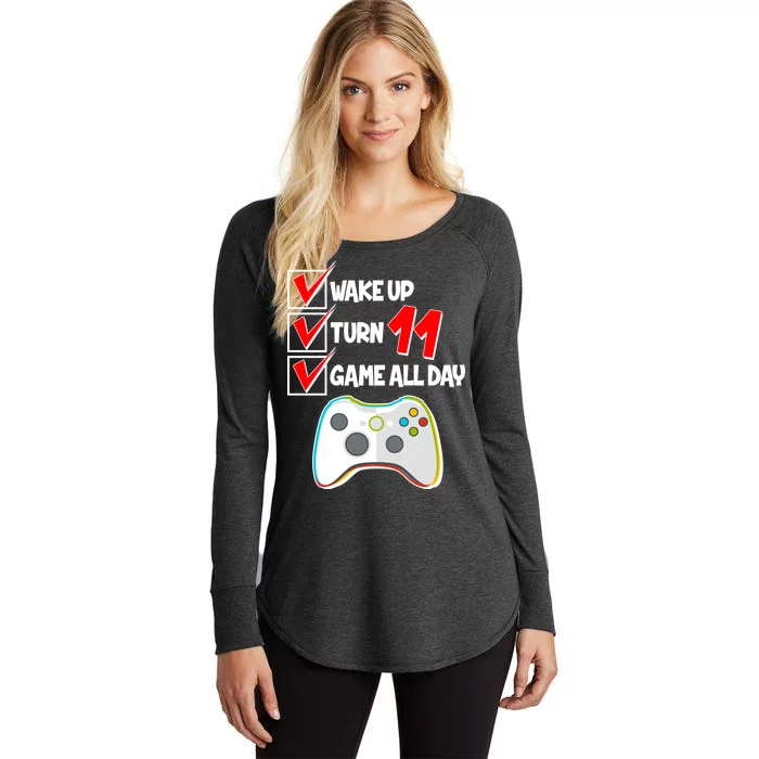 Wake Up Turn Eleven Game All Day 11th Birthday Women's Perfect Tri Tunic Long Sleeve Shirt