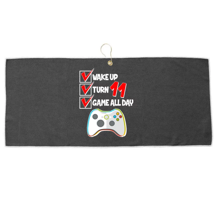 Wake Up Turn Eleven Game All Day 11th Birthday Large Microfiber Waffle Golf Towel