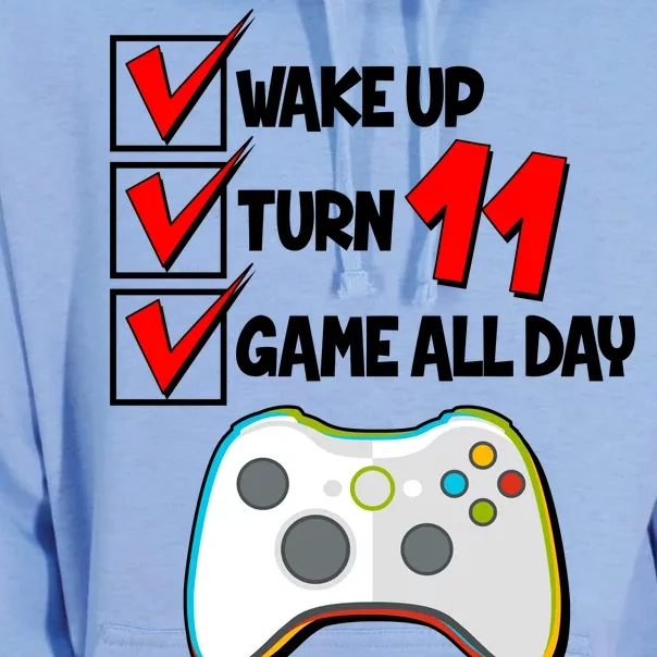 Wake Up Turn Eleven Game All Day 11th Birthday Unisex Surf Hoodie