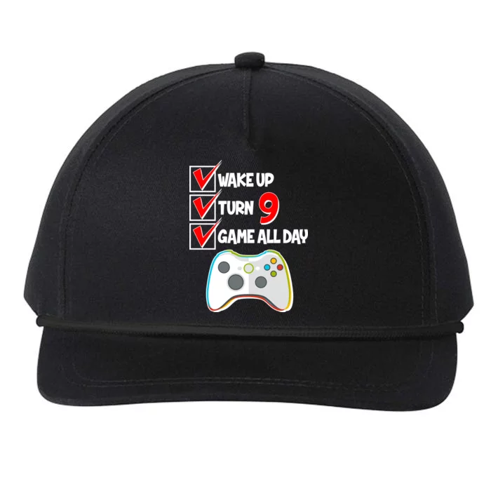 Wake Up Turn Nine Game All Day 9th Birthday Snapback Five-Panel Rope Hat