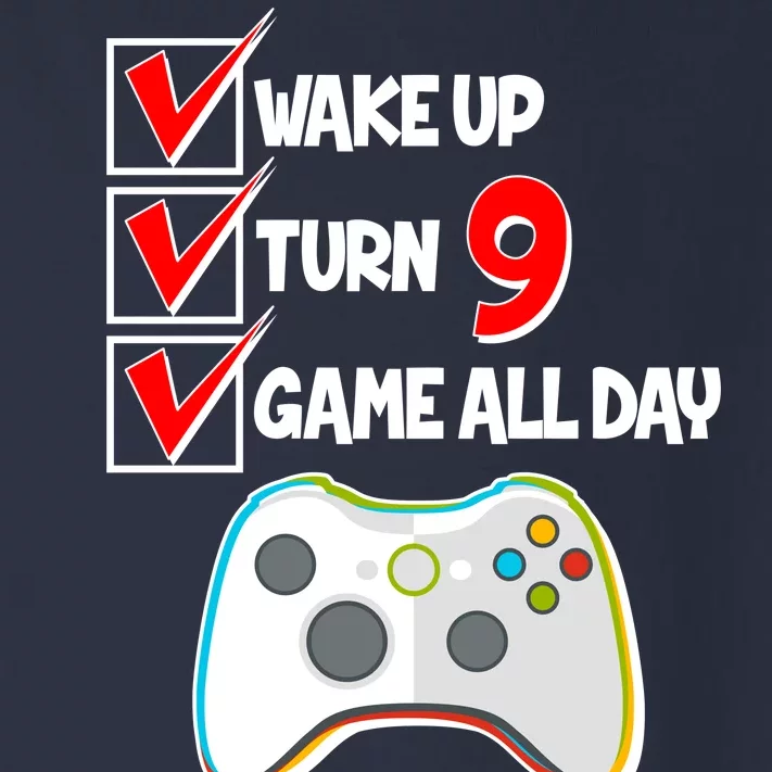 Wake Up Turn Nine Game All Day 9th Birthday Toddler Long Sleeve Shirt