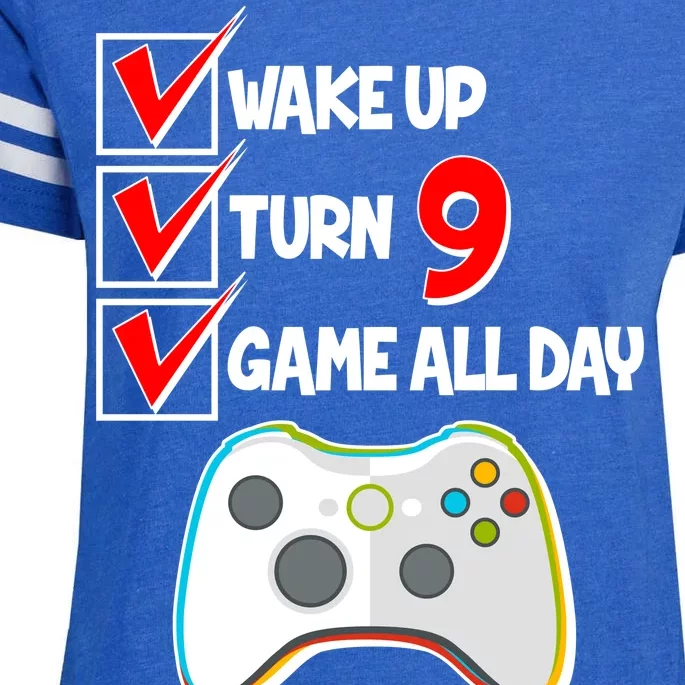 Wake Up Turn Nine Game All Day 9th Birthday Enza Ladies Jersey Football T-Shirt