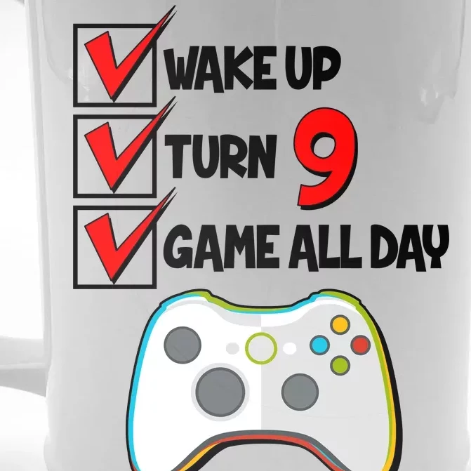 Wake Up Turn Nine Game All Day 9th Birthday Front & Back Beer Stein