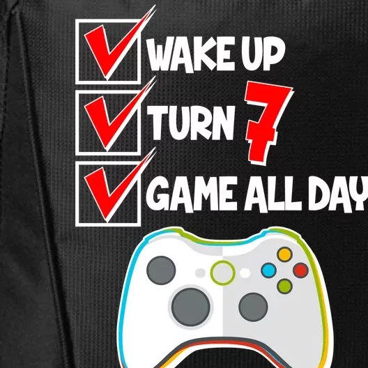 Wake Up Turn Seven Game All Day 7th Birthday City Backpack