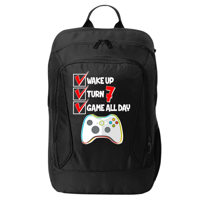 Wake Up Turn Seven Game All Day 7th Birthday City Backpack