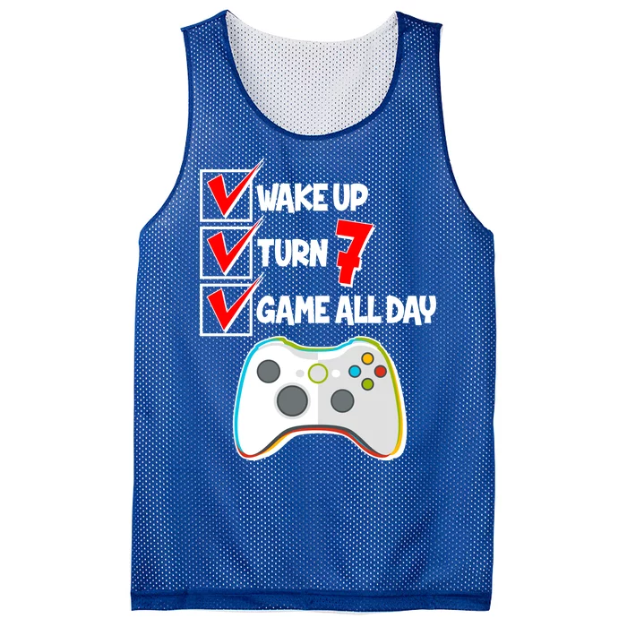 Wake Up Turn Seven Game All Day 7th Birthday Mesh Reversible Basketball Jersey Tank